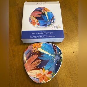 Blue & Pink Floral Ceramic Multi-Purpose Tray